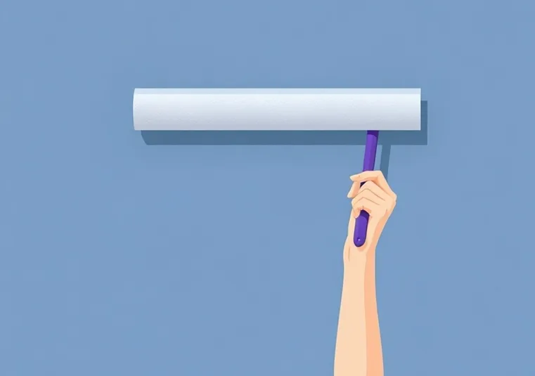 Pose de papier peint, rouleau et brosse à maroufler